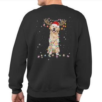 Cute Golden Retriever Christmas Lights Reindeer Pajamas Sweatshirt Back Print - Thegiftio UK