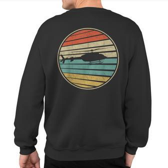 Cute Helicopter Retro Vintage 70S 80S Helicopter Pilot Sweatshirt Back Print | Mazezy