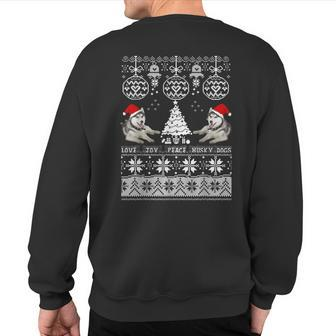 Cute Husky Christmas Sweater -Love Joy Peace Husky Dogs Sweatshirt Back Print - Thegiftio UK