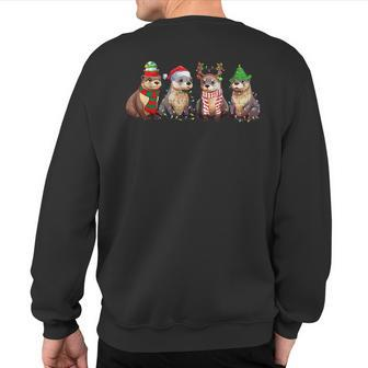 Cute Otter Christmas Pajama Xmas Lights Animals Lover Sweatshirt Back Print - Seseable