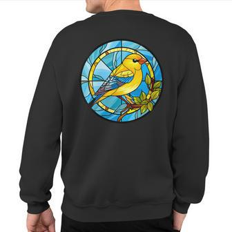 Cute Yellow Goldfinch Stained Glass American Goldfinch Sweatshirt Back Print | Mazezy