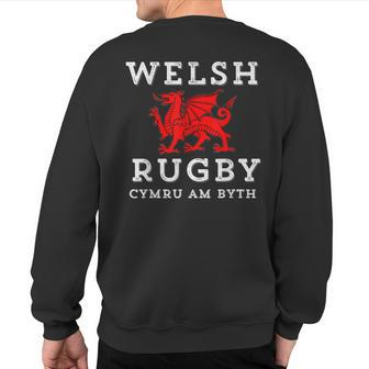 Cymru Am Byth Welsh Rugby Wales Forever Dragon Sweatshirt Back Print | Mazezy