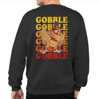 Dab Dance Gobble Turkey Thanksgiving Thankful Boys Sweatshirt Back Print | Mazezy