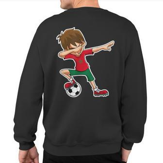 Dabbing Soccer Boy Morocco Moroccan Flag Jersey Sweatshirt Back Print | Mazezy AU