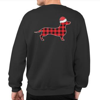 Dachshund Christmas Decorations Red Plaid Buffalo Family Sweatshirt Back Print - Thegiftio UK