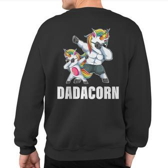 Dadacorn Dadicorn Daddycorn Unicorn Dad Baby Fathers Day Sweatshirt Back Print - Seseable
