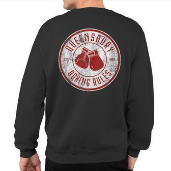 Distressed Queensbury Boxing Rules Vintage Boxing Sweatshirt Back Print | Mazezy