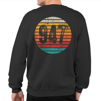 Distressed Vintage Sunset 947 Area Code Sweatshirt Back Print | Mazezy