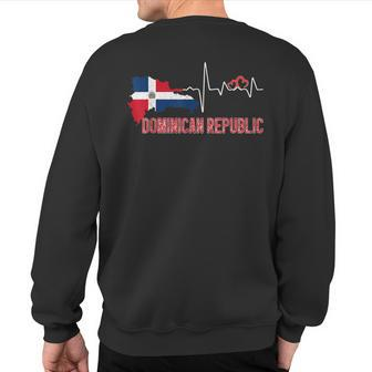 Dominican Republic Flag Map Heartbeat For Dominican Pride Sweatshirt Back Print | Mazezy