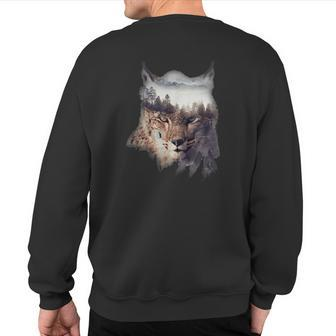 Double A Exposure Lynx Photomontage Canada Lynx Sweatshirt Back Print | Mazezy