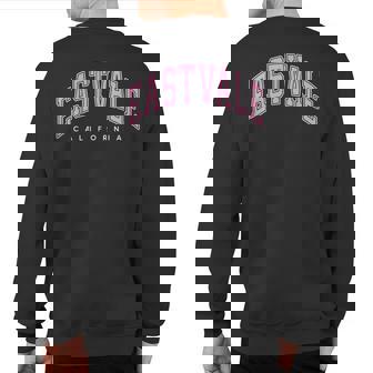 Eastvale California Ca Varsity Style Pink Text Sweatshirt Back Print | Mazezy