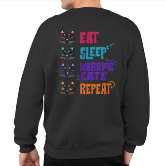 Eat-Sleep-Cat Warrior-Repeat-Cat Lover Sweatshirt Back Print - Seseable