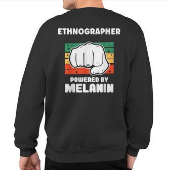 Ethnographer Powered By Melanin Junenth Black Afro Sweatshirt Back Print | Mazezy