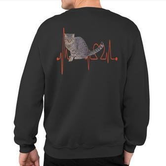 European Shorthair Cat Heartbeat Ekg Cats & Kitten Lovers Sweatshirt Back Print | Mazezy
