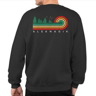 Evergreen Vintage Stripes Aleknagik Alaska Sweatshirt Back Print | Mazezy