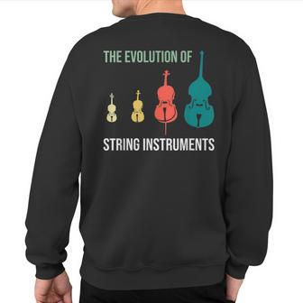 Evolution Of String Instruments Violin Cello Double Bass Sweatshirt Back Print | Mazezy