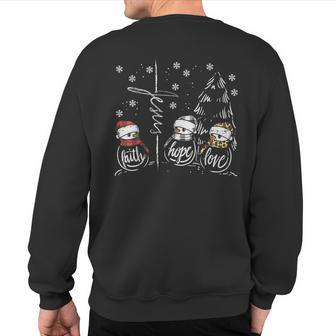 Faith Hope Love Jesus Snowman Plaid Leopard Christmas Sweatshirt Back Print - Thegiftio UK