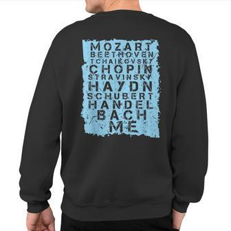 Famous Classical Music Composer Musician Mozart Sweatshirt Back Print | Mazezy