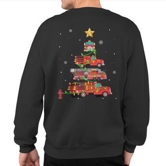 Firefighter Fire Truck Christmas Tree Xmas Sweatshirt Back Print - Monsterry CA