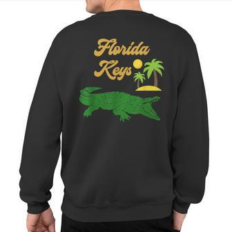 Florida Keys Alligator Sun Palm Trees Tropical Souvenir Sweatshirt Back Print | Mazezy