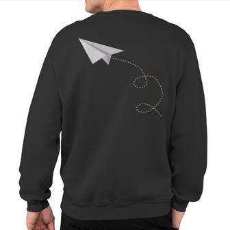 Flying Paper Airplane Awesome Paper Plane Sweatshirt Back Print | Mazezy