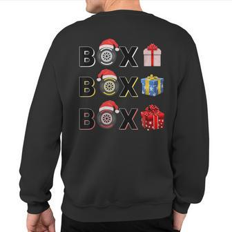Formula Racing Car Tire Box Box Box Radio Call Fun Christmas Sweatshirt Back Print | Mazezy
