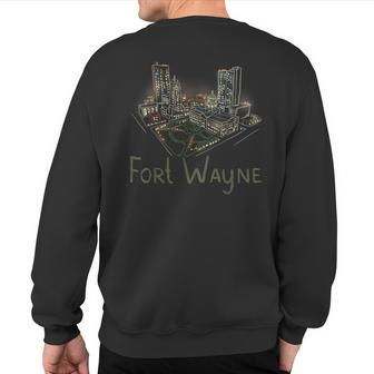 Fort Wayne City Panorama At Night Sweatshirt Back Print | Mazezy UK