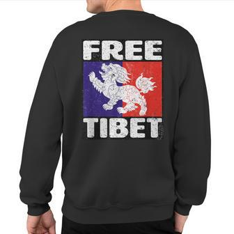 Free Tibet Flag Snow Lion Vintage Graphic Sweatshirt Back Print | Mazezy
