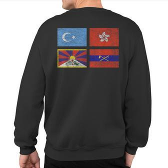 Free Tibet Uyghurs Hong Kong Inner Mongolia China Flag Sweatshirt Back Print | Mazezy UK