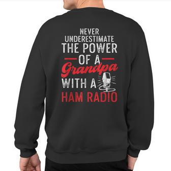 Amateur Never Underestimate Grandpa With Ham Radio Sweatshirt Back Print - Thegiftio UK