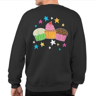 Baking Delicious Cupcake Lover Cupcakes Sweatshirt Back Print | Mazezy