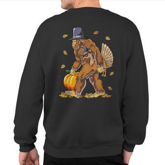 Bigfoot Pilgrim Turkey Pumpkin Thanksgiving Day Boys Sweatshirt Back Print - Thegiftio UK