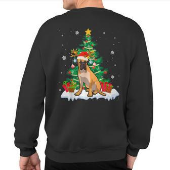 Bullmastiff Dog Tree Christmas Lights Xmas Pajama Sweatshirt Back Print | Mazezy