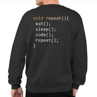 Coding Java Recursive Eat Code Sleep Repeat Sweatshirt Back Print | Mazezy