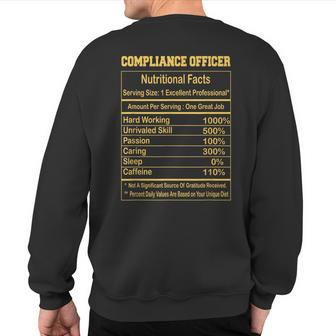 Compliance Officer Nutritional Facts Motivational Quot Sweatshirt Back Print | Mazezy