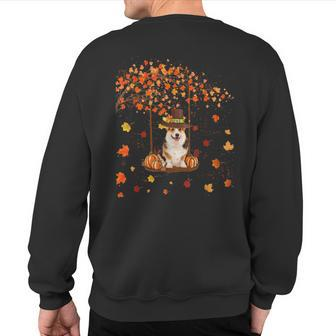 Corgi Dog Autumn Thanksgiving Puppy Dog Lover Sweatshirt Back Print | Mazezy
