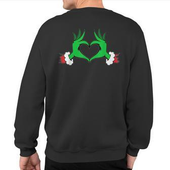 Elf With Cute Heart Hands Style Christmas Costumes Sweatshirt Back Print | Mazezy