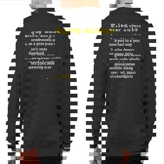 Equity Analyst Definition Job Title Profession Sweatshirt Back Print | Mazezy
