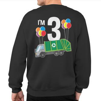 Garbage Truck 3Rd Birthday Party Kid's Sweatshirt Back Print | Mazezy