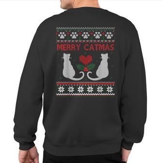 Merry Catmas Ugly Christmas Sweater Sweatshirt Back Print - Thegiftio UK
