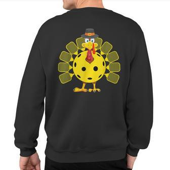 Pickleball Thanksgiving Golf Ball Turkey Lover Sweatshirt Back Print - Monsterry