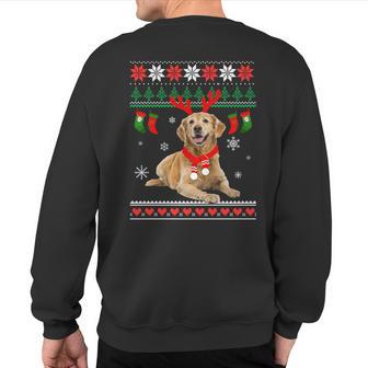 Reindeer Golden Retriever Ugly Christmas Golden Sweatshirt Back Print - Thegiftio UK
