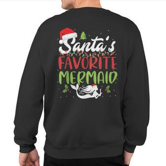 Santa's Favorite Mermaid Christmas Santa Hat Lights Sweatshirt Back Print - Monsterry AU