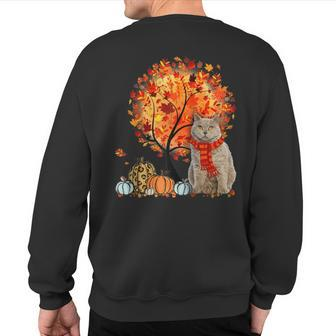 Selkirk Rex Cat Thanksgiving Autumn Cat Lover Sweatshirt Back Print | Mazezy