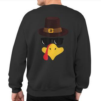 Turkey Face Matching Family Thanksgiving Pilgrim Party Sweatshirt Back Print - Seseable