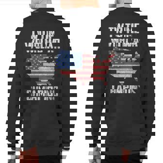 Two Time World War Champions United States Nerd Sweatshirt Back Print | Mazezy