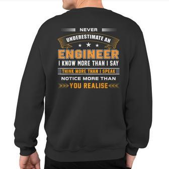 Never Underestimate An Engineer Apparel Sweatshirt Back Print - Monsterry UK