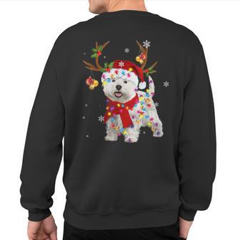 Westie Christmas Reindeer Christmas Lights Pajama Sweatshirt Back Print - Thegiftio UK