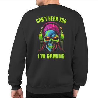 Gamer For Boys Ns Video Gaming Skull Sweatshirt Back Print - Seseable