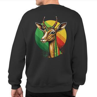 Gerenuk Forest Zookeeper Safari Animal African Flag Sweatshirt Back Print | Mazezy